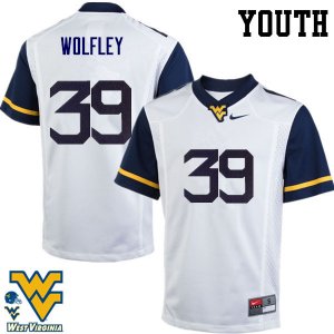 Youth West Virginia Mountaineers NCAA #39 Maverick Wolfley White Authentic Nike Stitched College Football Jersey VY15D66HQ